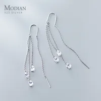 Estudio Modian Tendy Wedding Earring for Women 925 Sterling Silver Cz Cadena larga Tassel Water Drop Changle Fine Jewelry 221020
