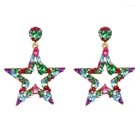 Orecchini penzolanti Zhini Crystal Heart Star Drop per donne Lussuoso colorato Earring Party Gioielli 2022 Brincos
