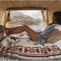 Диван -богемия бросает крышка на весь сезон геометрия S с кисточником офисной автомобиль этнический племенный одеяло покрывало