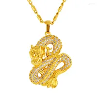 Colliers pendants Blingling Dragon Design chaîne de conception pavée Zirconi Yellow Gold Filled Classic Collier Classic Collier Gift