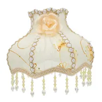 Lampenabdeckungen Schatten E27 Europ￤ischer Vintage hochwertiger Stoffkunst Perlen Lampenschatten Schlafzimmer Abdeckung Tisch Wandlampenschirme336Q