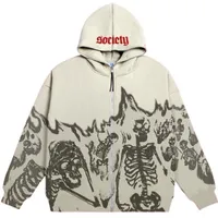 Men's Hoodies Sweatshirts Korean Fashion Coat Skull Skeleton Print Zip Hoodie Hip Hop Long Sleeve Cardigan Gothic Oversized Jacket Y2K Clothes Aesthetics 221020