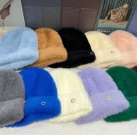 2022 Mode Kaninchenfell Mützenhüte Frauen mehrfarbig gestrickte Kappen Winter Wärme Wollhut Designer Luxur