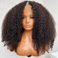 Glueless Afro Kinky Curly Human Hair V Part Wigs Middle 250density Peruansk Remy 4B 4C Full U Shape