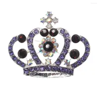Broches 25 stcs/veel paarse strass prinses koningin tiara kroonvorm broche pin bruiloft verfraaiingen
