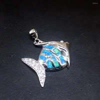 Pendant Necklaces Gemstonefactory Jewelry Big Promotion 925 Silver Australian Blue Opal Fish Shape Women Ladies Gifts Necklace 20224526