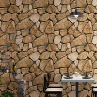 Papéis de parede Papéis de parede de pedra cultural vintage 3 D Waterproof Rock Wallpaper Roll para barra de barras de restaurante Walls Background Decor