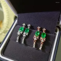 Stiftohrringe Einfache und zarte kostbare Edelstein Natural Emerald Colombian Emerald Professional Edelstein Shop 925 Silber