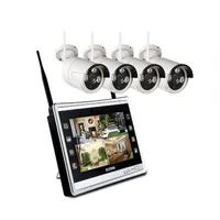Cámara de 4ch 720p 12 '' LCD Monitor inalámbrico NVR CCTV Sistema de seguridad H 265 WiFi 4 canales Cotón y reproducción de vigilancia SET2547