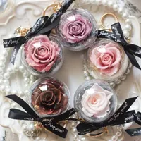 Decoratieve bloemen Rose in glas creatief bruiloft cadeau aanwezig behouden bloem pedant hangende sleutelhanger parelarmband eeuwig