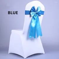 Chair Covers 9 Colors PU Free Tie Elastic Force Fish Tail Bowknot Wedding Cover Party Decoration 10pcs/lot