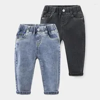 Jeans Boys 2022 Spring Autumn Kid's Clothing Niños niños Sólidos Demi de semi -pantalones elásticos Pantalones largos para bebés 7 8