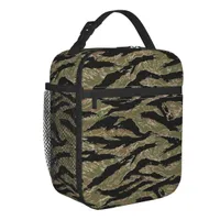 Lodowe pakiety torebki niestandardowe Tiger Stripe Camo Lunch Bag Mężczyźni Kobiety chłodne ciepłe izolowane pudełko na lunch dla dzieci 221020