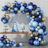 2022 Koyu Mavi Macaron Lateks Balon Partisi Dekorasyon Zinciri Set Metal Balon Doğum Günü
