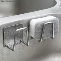 New Kitchen Stainless Steel Sink Sponges Holder Self Adhesive Drain Drying Rack Kitchen Wall Hooks Accessories Storage Organizer