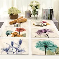 Alfombrillas de mesa Pitemats florales Mat de algodón Mates para niños Tea Tea Dining Runner Cup Cup