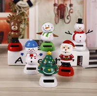 Party Favor Car Ornaments ABS Solar Powered Christmas Ornaments Gift Dancing Santa Claus Snowman Toys Dashboard Decoration SN4989