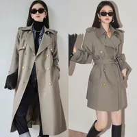 Frauengrabenmäntel Herbst Mode koreanische Mantelfrau 2023 Spring Medi-Long Casual Jacken Damen Lose elegant