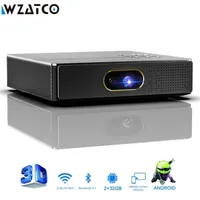 Projektörler WZATCO S5 HD 4K Gerçek 3D DLP Projektör Zoom Otomatik Keystone Android 90 WiFi LED Akıllı Taşınabilir Proeyektör Bluetooth Airplay 221022