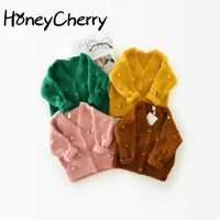 Pullover HoneyCherry Baby Girl Sweater Winter HandBall Sweater Cardigan Jacket Girl Girls Sweater Fall Clothes For Toddler Girls T221021