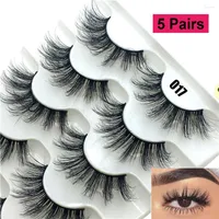 False Eyelashes 5Pairs 3D/6D Faux Mink Hair Handmade Natural Long Criss-cross Wispies Lashes Extension Eye Makeup Tools