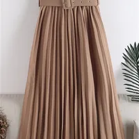 Skirts REALEFT High Waist Women's Pleated with Belted Spring Summer Minimalism Elegant Office Female Mi-long Skirt Saia 221021