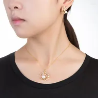 Necklace Earrings Set HADIYANA Fashion Snow Flower Pearl Pendant Earring Sets Women Elegant CN864 Juego De Collar Y Pendientes