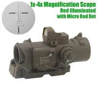 1x-4x Tactical DR Dual Role Scope 4x Magnifier Hunting 4x32 Red Illuminated Mil-Dot Riflescope With Micro Red Dot Reflex Sight Fit 20mm