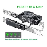 IR PERST-4 레이저 PEQ 녹색 가시 레이저 스코프 KV-5PU 와이어 원격 스위치 제로 밝기 조절 가능한 에어 소프트 전술 무기광