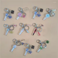 Keychains KPOP 1pcs Lightstick Keychain Stray Kids Got7 Seventeen Aespa IZONE IU SJ EXO Loona Super M ASTRO SF9 Acrylic Key Chain Keyring