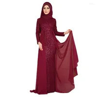 Ubranie etniczne Kobiety muzułmański rybak formalny sukienka z długim rękawem Islamski klimat Slim Fit Noble Abaya Turkey cekin elegancka Malezja Maroko