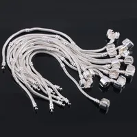 Pulsera de cadena de serpiente plateada de plata esterlina S925 S925 Fit Pandora Beads Peads Pulsera de bricolaje Diy Joyería