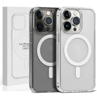 Magroge Transparent Cases Magnetic Wireless Charging Case för iPhone 14 12 11 13 Pro Max Mini XR XS 7 8 Plus SE Hard Acrylic Cover