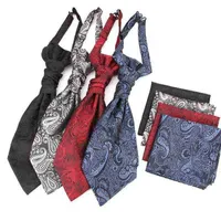 Linbaiway Men Wedding Tie HantkiefセットAscot Self Tie Das Gentleman PolyesterDas Custom J220816