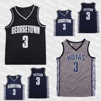 농구 유니폼 New College Basketball Wear NCAA 유니폼 남성 Mens Georgetown Hoyas Iverson College Jersey 3AI University Bears Size S-2XL Quick Deli