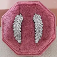 Studörhängen Boho Trendy Leaf Real Silver Color Korean för Girl Gift Love Christmas Jewelry Drop Moonso E5494