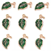 Pendant Necklaces 50Pcs Leaf Enamel Charms Pendants Alloy Leaves Beads Wine Glass For Jewelry Making Bracelet Necklace Earring
