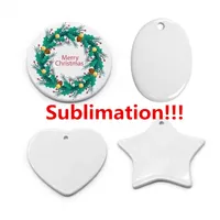 Blanks Sublimation Ceramic Christmas Decorations tile ornament pendant hanging decoration 3 inch Ornaments Personalized Handmade for Tree Decor DD