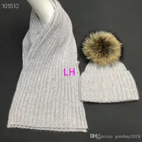 2018 Lüks Örgü Şapkaları Saç topu moda ucuz Beanie Cap Erkek Kadınlar Kış Sıcak Şapkalar ve Eşarplar Setleri VWS
