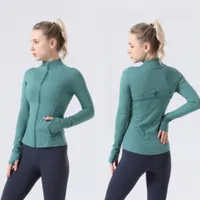 Lu Women Yoga Jacket Clothes Top Slim Yoga-Running Fitness Zipper Stand Collar Fit Long Sleeve Sports Training Quick Dry lululemens