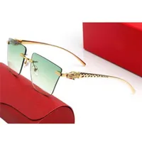 Sonnenbrille Stereoskopische Leopardenkopfsammlung von Sonnenbrillen für Frauen Designer Design Randless Männer Diamant Slice Objektive