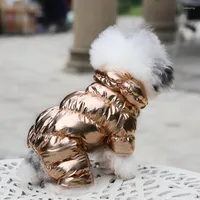 Köpek giyim kış kedi pamuk tulum ceket sıcak evcil hayvan dört ayaklı kapüşonlu ceket giysileri gümüş altın köpek yavrusu yavru kedi kostümleri xs-xxl