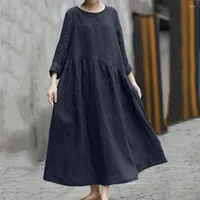 Sıradan elbiseler Gevşek Kadınlar Uzun Kollu Yaz Maxi 2022 5xl Bol Retro Boho Robe Femme Vestido