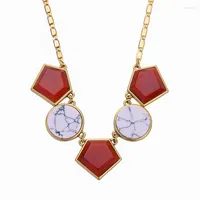Choker bulkprijs vrouwen natuursteen sieraden korte ketting cirkelvormige ketting en pentagon geometrisch rood voor banket