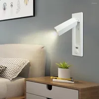 Wandlampen Zerouno LED Indoor USB -oplaading met schakelaar Hoofdeinde Leeslamp Deco Slaapkamer SCONCE ROTATE BOEK