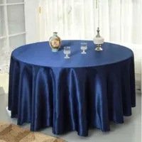 Tischtuch 10pcspack Marine Blau 120 Zoll runde Satin Tischdecken Tisch Cover für Hochzeitsfeier Restaurant Bankettdekorationen