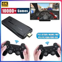 Портативные игровые игроки двойной беспроводной контроллер видео консоль 2.4g Stick 4K 10000 Games 64GB 32GB Retro для PS1/GBA Boy Gift 221022