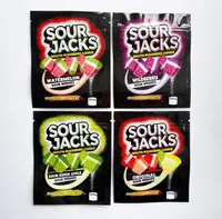 Original Sourjacks candy gummies mylar bags 600mg infused aluminum foil resealable zipper flat bag
