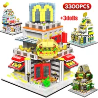 Блоки 3100pcs Mini City Commercial Street View Store Architecture Building Blocks Candy Shop Diy Bricks Toy для детей подарки T221022