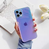 Cell Phone Cases Ottwn Purple Color Case For i 13Pro Max 11 12 Pro X XR XS 7 8 Plus SE2020 Fashion Laser Clear Soft TPU Back Cover Y2210
